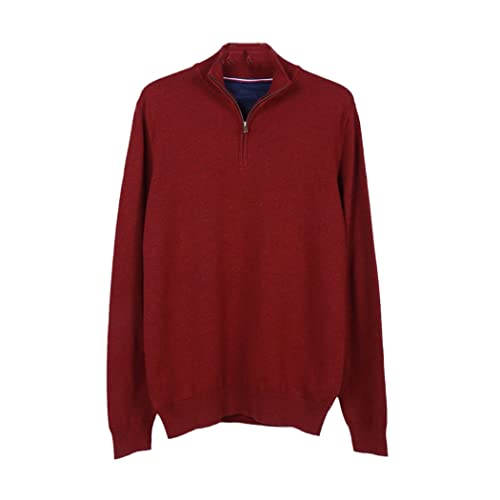 Pull en jersey coton homme rouge mi-saison pull col camionneur zippé taille M
