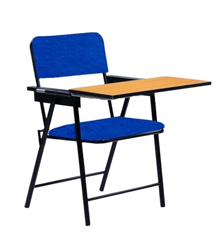 Spacecrafts® Folding Cushion Study Chair | Space Saving | Desk Chair | Powder Coated with Cushion | Blue Color (with Writing PAD)