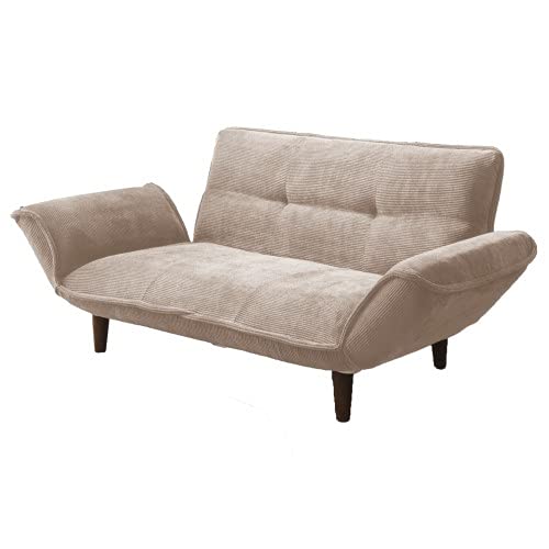 セルタン 日本製 カウチソファー 和楽の極 2人掛け ポケットコイル コーデュロイベージュ 背部肘部14段階リクライニング 高反発 A01p-14段-689BE