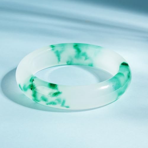Jade Bangle, Natural Ice-type Emerald Color Quartzite Bracelet with Floating Flowers Design, Gift for a Girlfriend's Birthday3