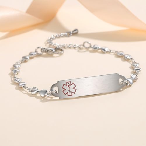 Medical Alert Bracelets for Women Adjustable Personalized Free Engrave Medical ID Bracelets 6.5-8 Inch2