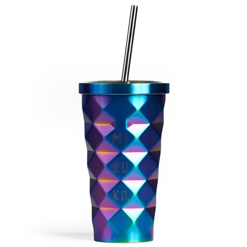 SIESTA Taza Térmica Café para llevar, termo aislante para café con pajita, taza de viaje de acero inoxidable a prueba de fugas para bebidas calientes y té (450ml) (Morada)