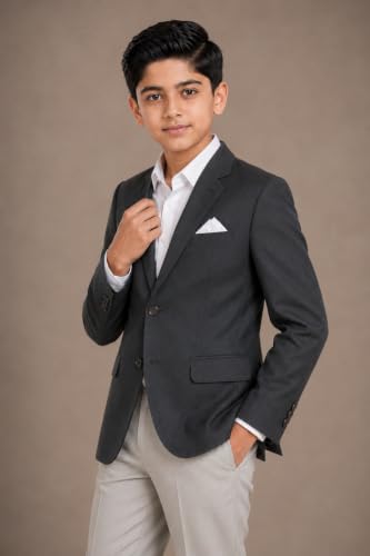 Image of SaintX Kids Boys Tailored Premium Coat Blazer | 4-Way Stretchable Wrinkle Free Fabric | Fully Lined | Slim Fit | Versatile Formal & Casual Jacket for Boys (1-14 Years KB01)