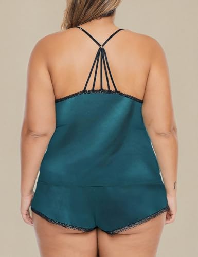 Image of Women Plus Size Pajamas Cami Shorts Set Nightwear Sexy Lace Lingerie Sleepwear