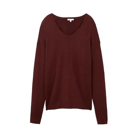 TOM TAILOR Women's V-Neck Sweater, Raisin Melange Cover