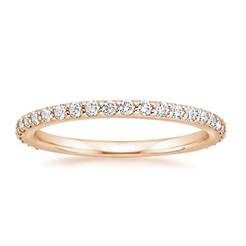 PAVOI 14K Gold Plated Sterling Silver Cubic Zirconia Diamond Stackable Eternity Bands Rose Gold for Women Size 7