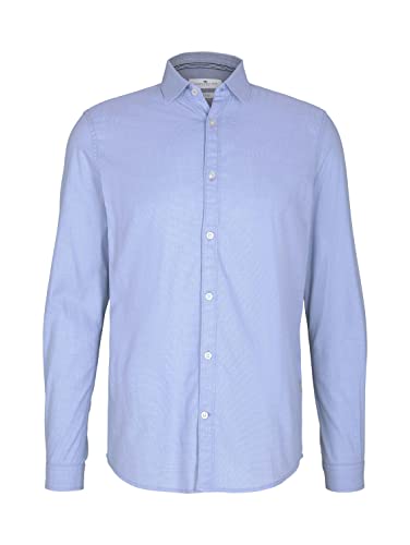TOM TAILOR Herren Slim Fit Hemd mit Struktur 1023881, 24183 - Light Blue White Structure, S – Ansicht 4