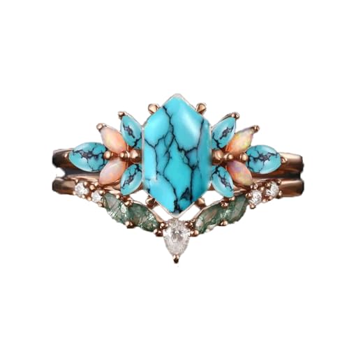 Turquoise Engagement Ring for Women 1CT Unique Oval Turquoise S925/10K/14K/18K Vintage Split Shank Wedding Ring Antique Gifts For Her Size 3-13