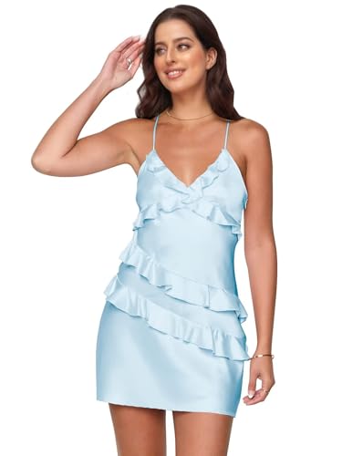 Spaghetti Strap Satin Homecoming Dresses for Teens 2025 Mini HOCO Dress Asymmetrical Ruffles Party Gown