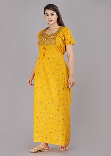 CHANDORA Women's Embroidery Pocket Pure Cotton Printed Regular Rajasthani Jaipuri Maxi Nighty - Image 4