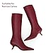 Adolilove Mid Calf Boots for Women Pointed Toe 2.5 IN Low Heel Zipper Boots Fashion Trendy Stiletto Heel, Red, Size 8
