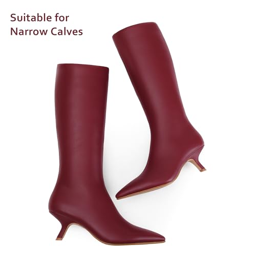 Mid Calf Boots for Women Pointed Toe 2.5 IN Low Heel Women Boots Zipper Boots Fashion Trendy Stiletto Heel Boots2