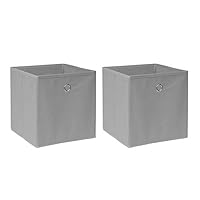 BOJU 2 PCS Foldable Storage Cubes Boxes Grey for Shelves Drawers Wardrobe Canvas Fabric Unit Storage Organizer Basket Bin for Kids Room Toy Nursery Clothes Closet Collection