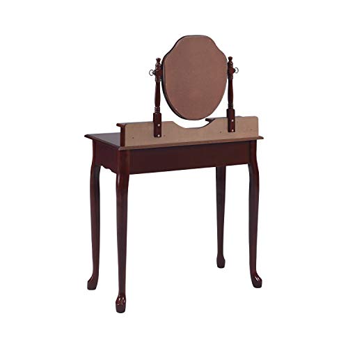 2-Piece Vanity Set With Tapestry Fabric Seat Brown Red #TOP4