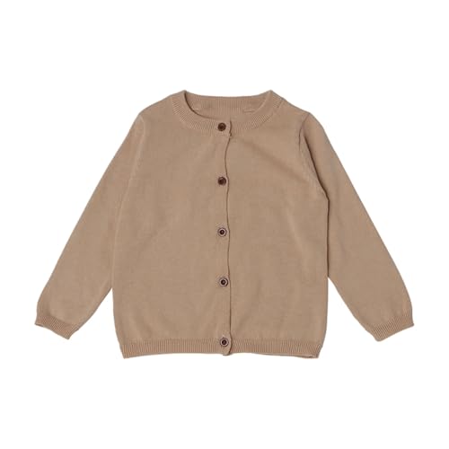 Generisch 2025 - Chaqueta de punto de manga larga para bebé niña, jersey con botones para niños, jerseys de cuello redondo para niñas, chalecos de punto para bebé niña, caqui, 6 años