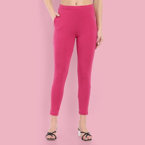 Image of ONE SKY Women Ankle Length Leggings | Premium Cotton Modal Spandex Blend | High Waist Stretchable & Bio-Washed Fabric | Colour-Lock | Ethnic Leggings for Women