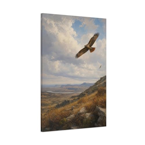 Toile de faucons survolant la nature pour déco salon au-dessus du canapé