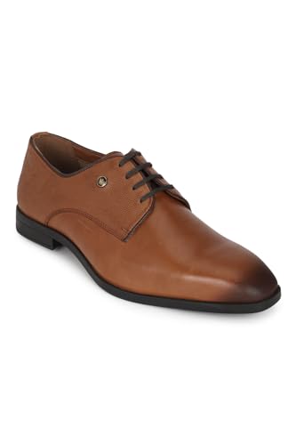Image of Louis Philippe Men Premium Leather Breathable Lining Material Anti Slip with Heel TPR Sole Formal Derby Shoes