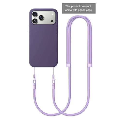 Thickened Crossbody Strap (Without Case) Compatible with iPhone 17/Air/Pro/Max Phone Cases and Other Device with Dual Lanyard Holes, Adjustable Hands-free Shoulder Neck Phone Strap (Light Purple) by ZUBUHUHU - Used condition - Image 3