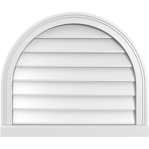 Ekena Millwork GVPRT26X2203SN Round Top Surface Mount PVC Gable Vent, Factory Primed White