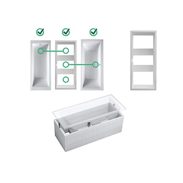 VBChome Badewanne 140x70 cm Acryl SET 3in1 Wannenträger Siphon Wanne Rechteck Weiß Design Classic Styroporträger Ablaufgarnitur in Chrom Viega Simplex für 1 Personen (140x70) – Bild 4