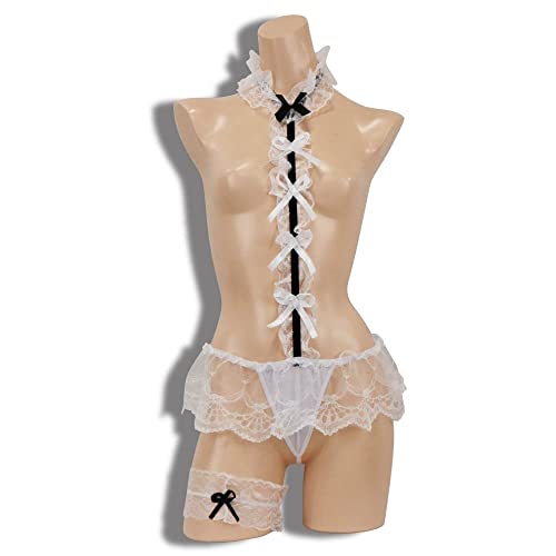 [ブラックオーメン] 過激羞恥露出乳出しメイド服 メイド コスプレ オープンバスト 乳出し 過激 Tバック セクシー（7006-白色（ホワイト）、フリーサイズ） bs301-f-7006-wh - 画像1