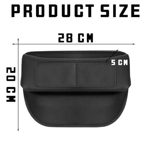 JNNJ Autositzlücken-Organizer Aufbewahrungsbox, Leder Auto Lückenfüller Organizer, Auto-Mittelkonsole,Vordersitzlückenfüller Autositz-Seitentaschen-Organizer(Schwarz)