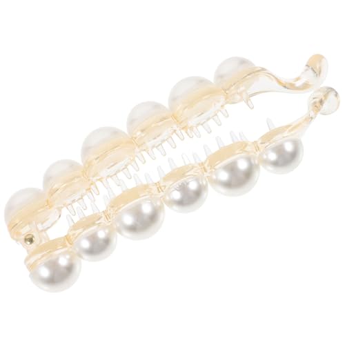 Beavorty Pearl Clincher Combs Clip 4.13 Inch Hair Clasp for Thin and Thick Hair Stylish Banana Clip with Pearls for Ponytails and Updos