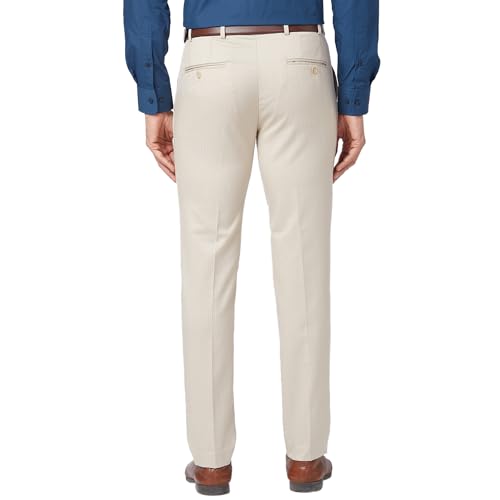 Image of Park Avenue Men's Mid Rise Neo Fit Polyester Blend Stripe Pattern Flat Front Formal Regular Fit Trouser