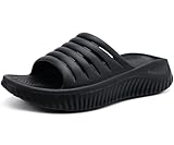 GPOS Womens Recovery Slides Sandals with Orthotic Plantar Fasciitis Relief Comfortable Athletic ladies Sandals with Thick Cushion Sole for Indoor Outdoor AllBlack Size 9