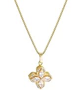 lorajewel Damen Gold Kleeblatt Kette Ringe Herz Kristall Anhänger Titan Stahl Halskette Glück und...