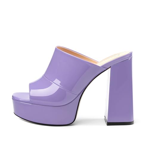 Image of Women Square Open Toe Platform Chunky Heel Slide Sandals