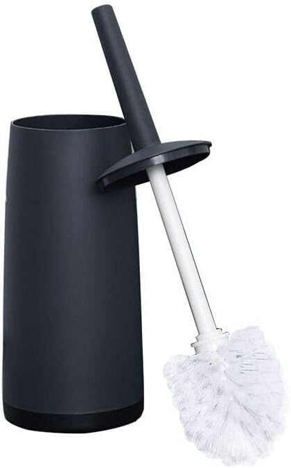 Brosse de toilette hermétique plastique noir à manche amovible