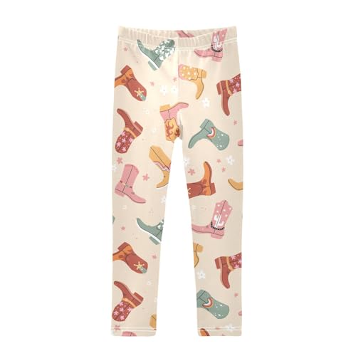 Lovely Cowboy Boots Girls Leggings,Workout Leggings for Girls Toddler Athletic Leggings Size for 3-10T