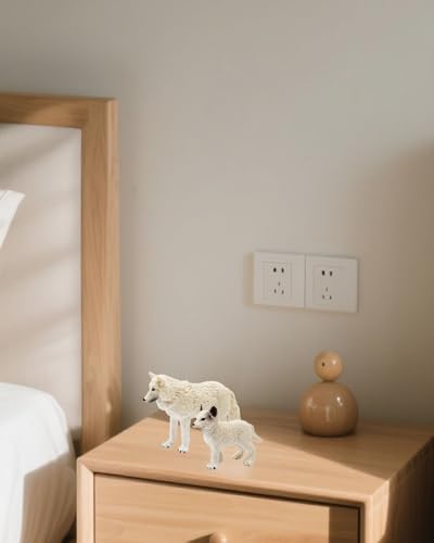 Image of 2PCS Wolf Toy, Arctic Wolf Figurine for Kids and Animal Lovers, Educational Animal Model for Cognitive Learning and Parent-Child Interaction, Collectible Wolf Statue for Home Decor