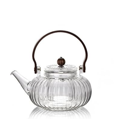 TingYan Heatproof Glass Teapot-with Stainless Steel Filter-30 oz. / 900 ml (2-3 Cups) – for Blooming and Loose Leaf Tea/Coffee/Housewarming/Gift (30oz-Glass Infuse), Clear