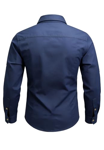 Zyvrenix Men's Long Sleeve Button Down Shirts with Pockets Deep Blue 3XL - image 2