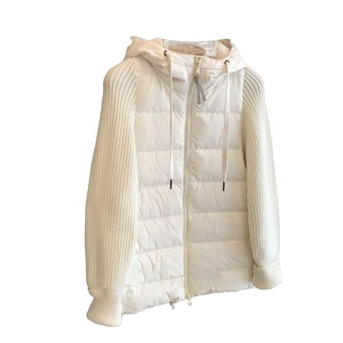 Veste bouffante isolée en tricot pour femmes chaude et protectrice à capuche