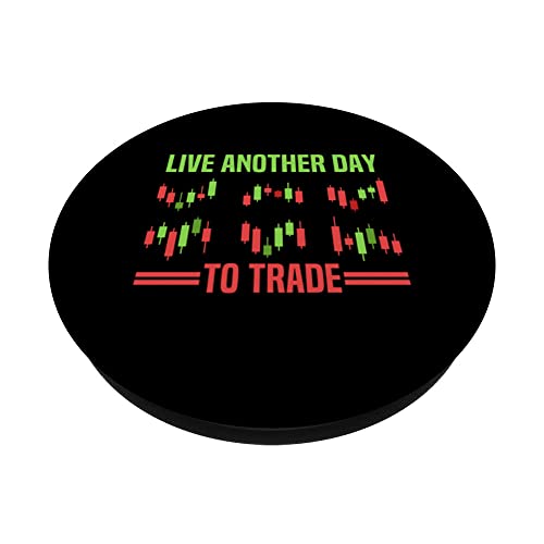 Live Another Day To Trade Candlestick Stock Trading PopSockets Swappable PopGrip, Black - Image 2