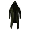 Generisch Dark Style for 2025 New Men's Plain Long Cardigan Hoodie Coat Jacket, black, XL #4