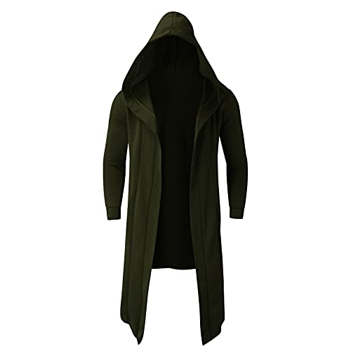 Mens Hoodies Men's Dark Style Solid Color Long Cardigan Cloak Coat Hooded Sweater Jacket4