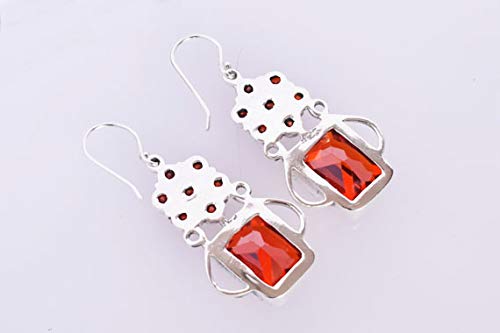 Boucles d'oreilles rectangulaires grenat, le cadeau idéal
