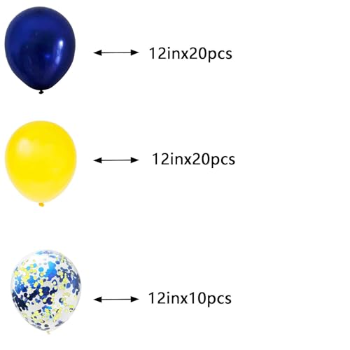 Image of We Moment 12 Inch Navy Blue and Yellow Balloons with Confetti, for Wedding or Baby Shower Parties, Pack of 50