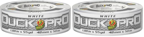Image of Duck Pro Heavy Duty Duct Tape for Long Lasting Repairs, 2 inch Wide (1.88 in x 55 Yds) Performance Grade Tape with Waterproof Backing, White, 1 Roll (Pack of 2)