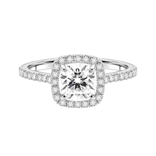 1.50-2.30 Cttw Cushion Cut Lab Grown Diamond and Moissanite Halo Engagement Ring 14k Yellow/White Gold (D-E/VS, D-E/VS) | Comes With Gift Box3
