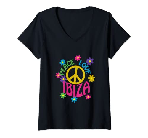 Femme Peace Love Ibiza T-Shirt avec Col en V Cover