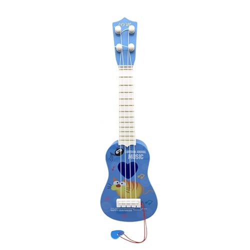Juguete de Guitarra para Niños de 32 cm,Instrumento Musical de Ukelele con Púas y 4 Cuerdas Ajustables para Niños Educación Temprana Iluminación Musical Regalos de Cumpleaños (ratón)