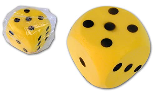 Blue Sky - Dé Géant - Juego al Aire Libre - 046523 - Amarillo - Espuma - Juguete para niños - Juego de Dados - Ligero - Juego de Mesa - Números - 16 cm - A Partir de 3 años