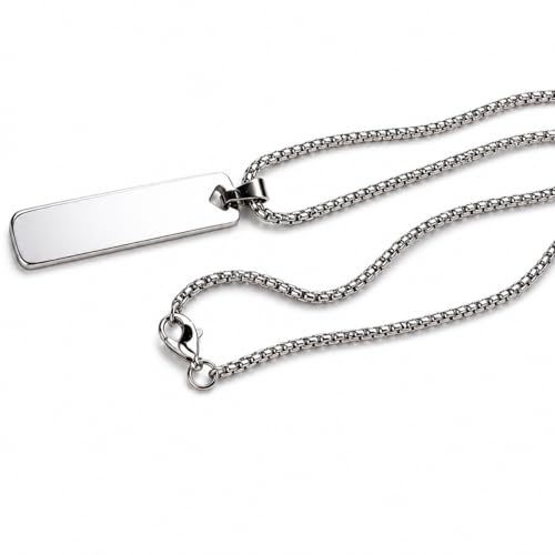Silver Chain For Men Stylish Stainless Steel Bar Pendant Necklace...