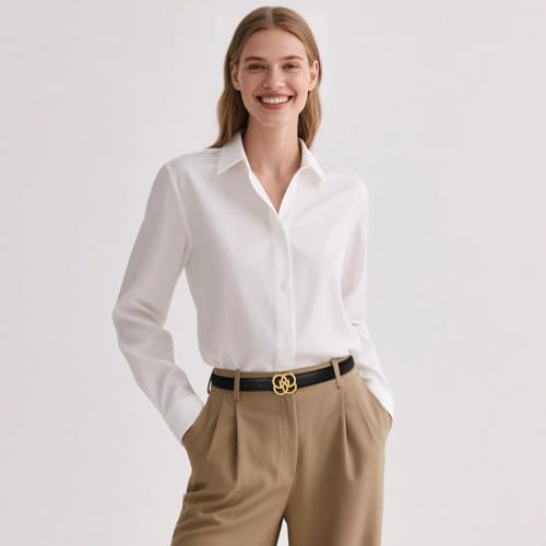 Image of Aurolran Women's Leather Belt with Buckle - Ideal for Dresses, Jeans, and Coats